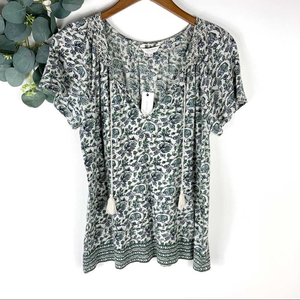 Lucky Brand Border Print Fringe Shirt